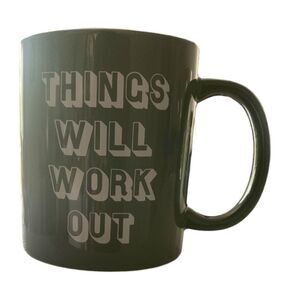 HOUSE OF JOR “things will work out” mug  by Target olive green and white